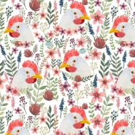Floral Chicken by Free Spirit 100% Cotton Backing Quilting Clothing Craft Fabric